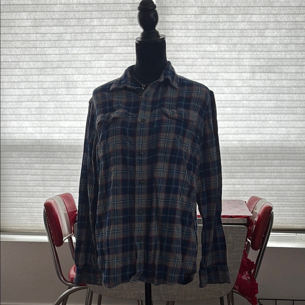 Sonoma Blue and Gray Plaid Men's Shirt in L